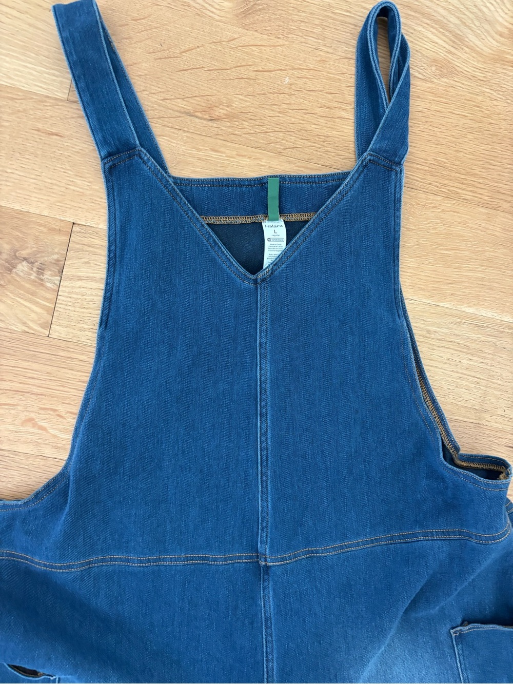 Halara Flex™ V Neck Pocket Washed Denim Casual Overalls - Picture 7 of 8